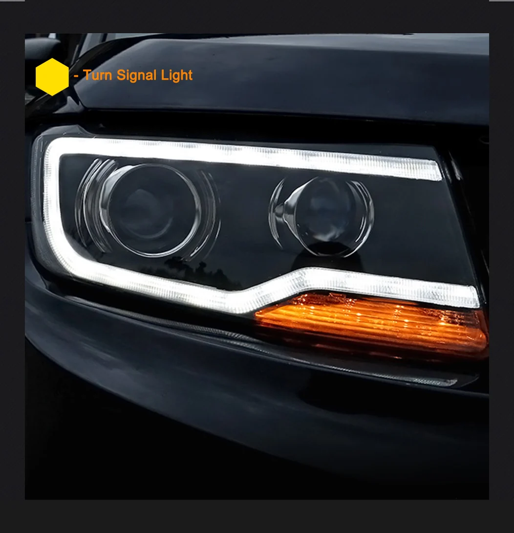 Пара для Jeep Compass светодиодный фары 2011- компас HID фары биксеноновые фары Противотуманные фары Дневные ходовые огни двойные линзы