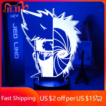 

Led Night Light Japanese Anime Naruto Obito Uchiha and Kakashi Hatake Half Face Nightlight for Child Bedroom Table 3d Lamp Gift