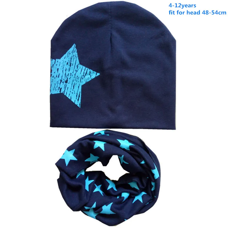 New Spring Baby Cap 4-12 Years Boy Muts Beanies Autumn Kids Girls Neckerchief 0-3T Children Cotton Scarf Hat Sets