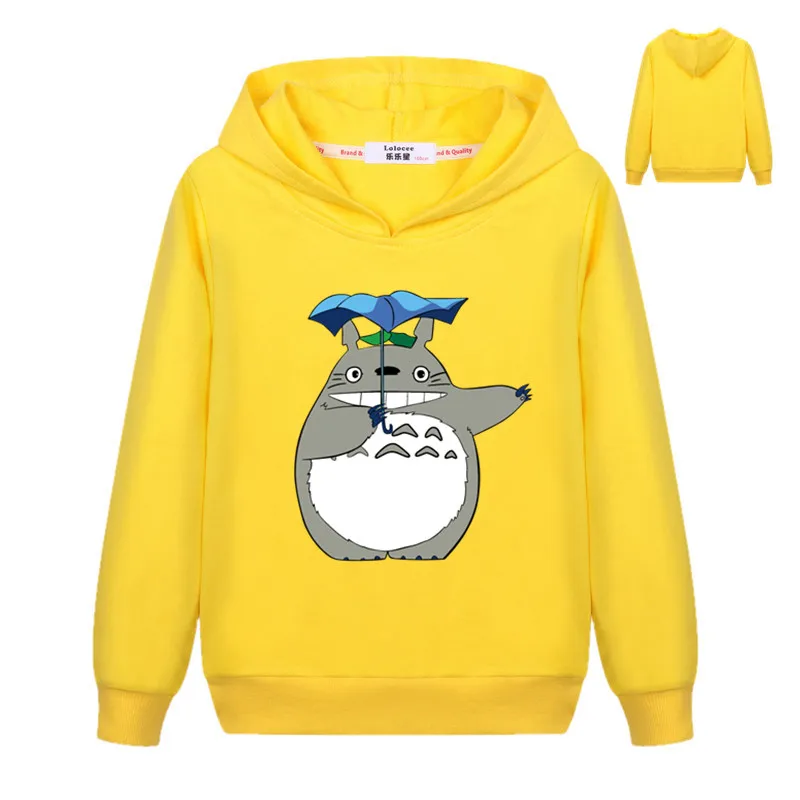 Crianças meninos moletom outono adorável totoro impresso inverno moda com capuz pulôver hoodies fino casaco básico para meninas