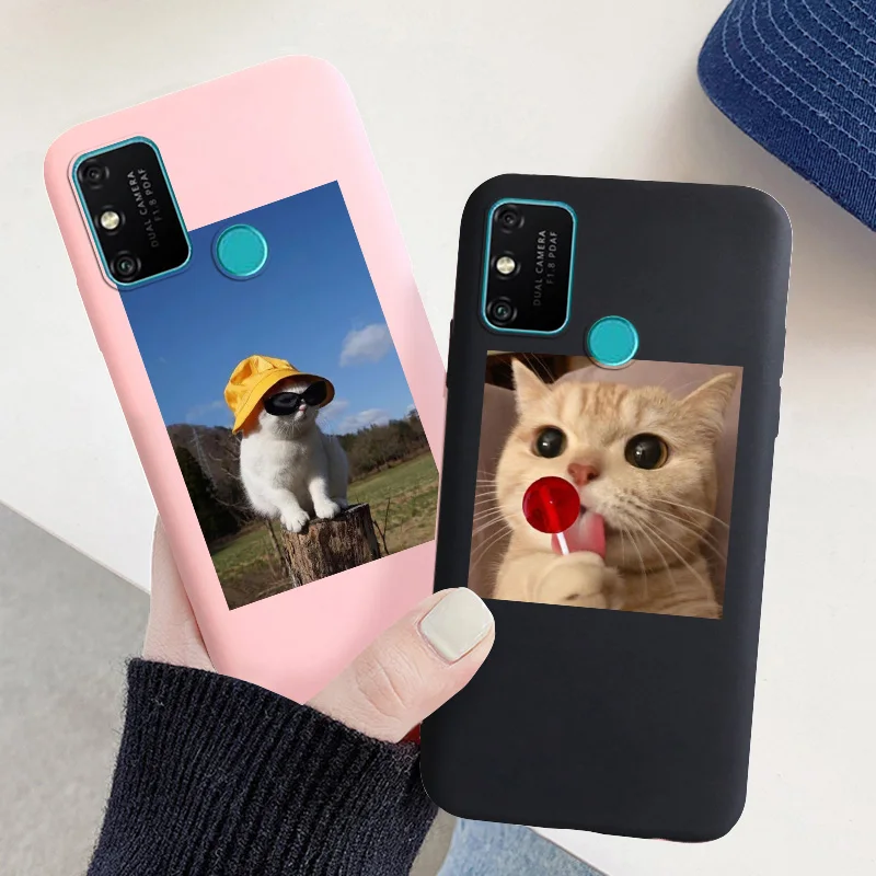 For Huawei Honor 8S 8A 8C 8X 6X 6C 9A 9C 9S 9X Lite 7C 7A Pro Case Cute Cat Matte Candy Silicone Cover Honor V10 V20 V30 X10 V9