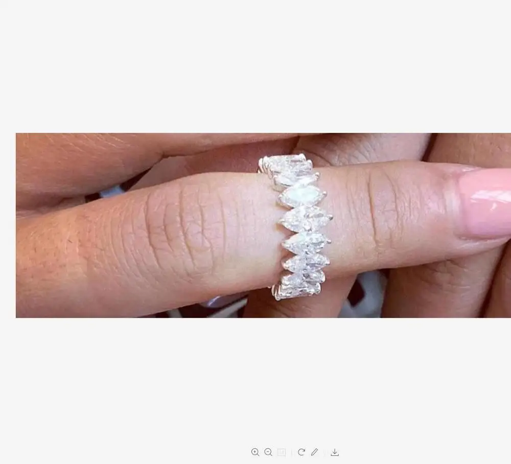 14K белое золото полное 0.5ct маркиза Муассанит кольцо