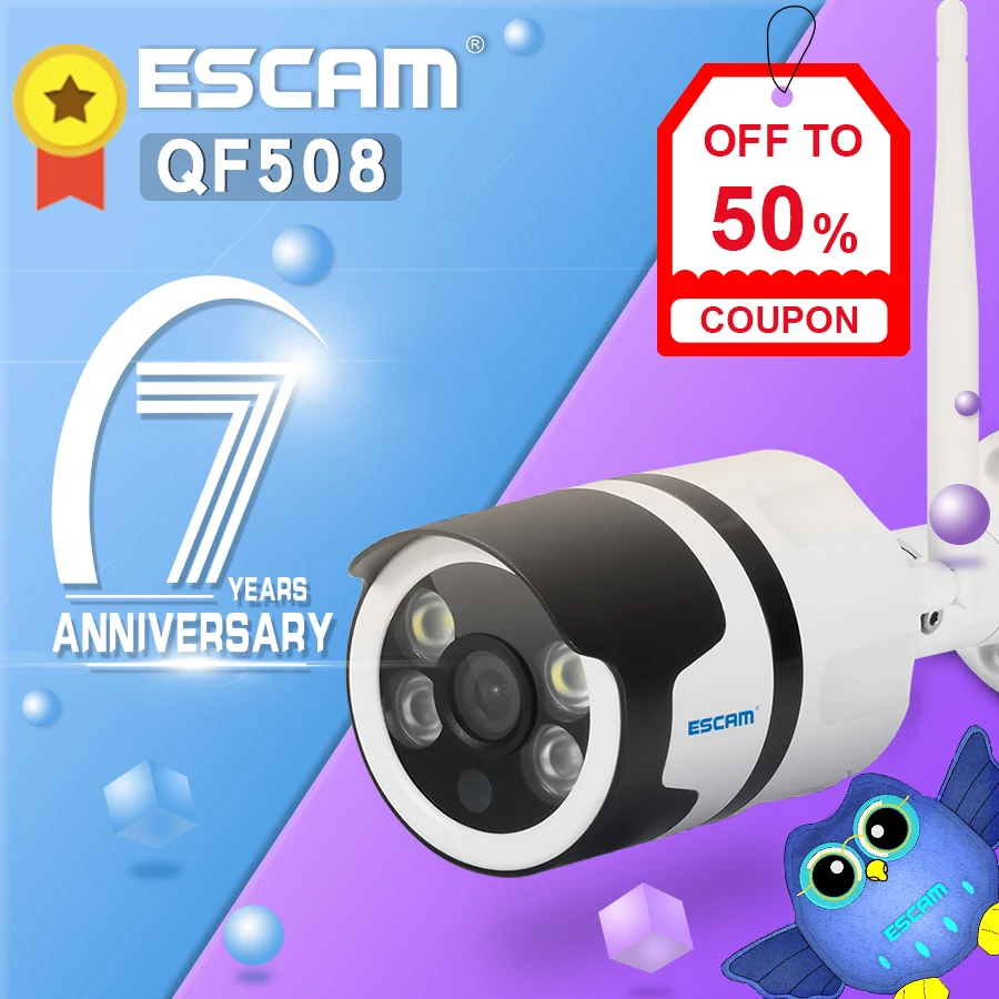 ESCAM QF508 IP камера HD 1080P 2MP Водонепроницаемая уличная полноцветная ночного видения