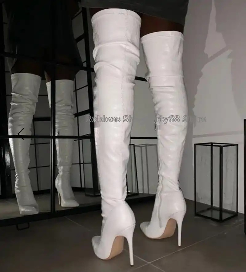 crocodile thigh high boots