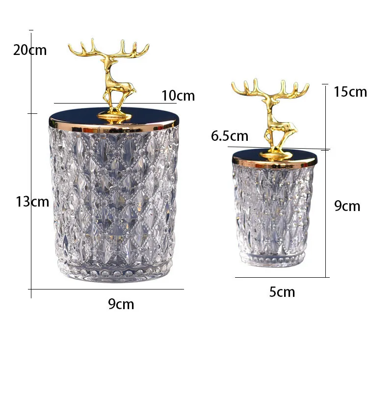 Golden Elk Glass Bottle Animal Decorative Candy Glass Jars with Lids Sugar Dried Fruit Tanks Coffee Table Desktop Storage Jar 5