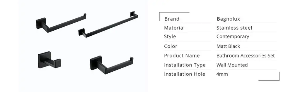 Аксессуары для ванной комнаты Набор оборудования для ванной черный крючок для халата вешалка для полотенец Бар держатель для бумаги полка