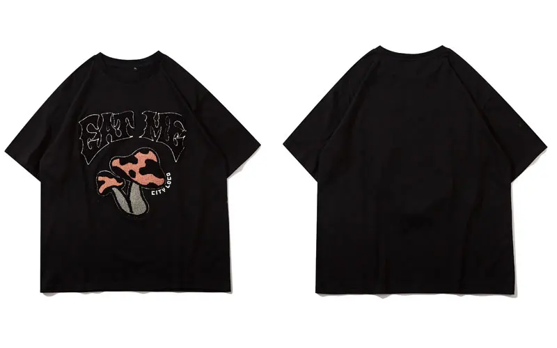 menta incidente Empresa GONTHWID-camisetas de manga corta con diseño de setas bordadas, ropa de  calle de algodón, informal, holgada, estilo Hip Hop, Harajuku - AliExpress  Ropa de hombre