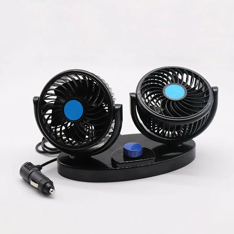 

12 Volt Electric Auto Car Oscillating Van Fan Dashboard Cooler Air Con Dual Head