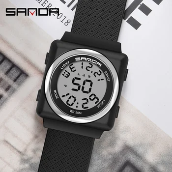 

SANDA Fashion Sport Watch Men Alarm Clock Waterproof Shock LED Electronic Men Watches Square Digital Watch relogio masculino