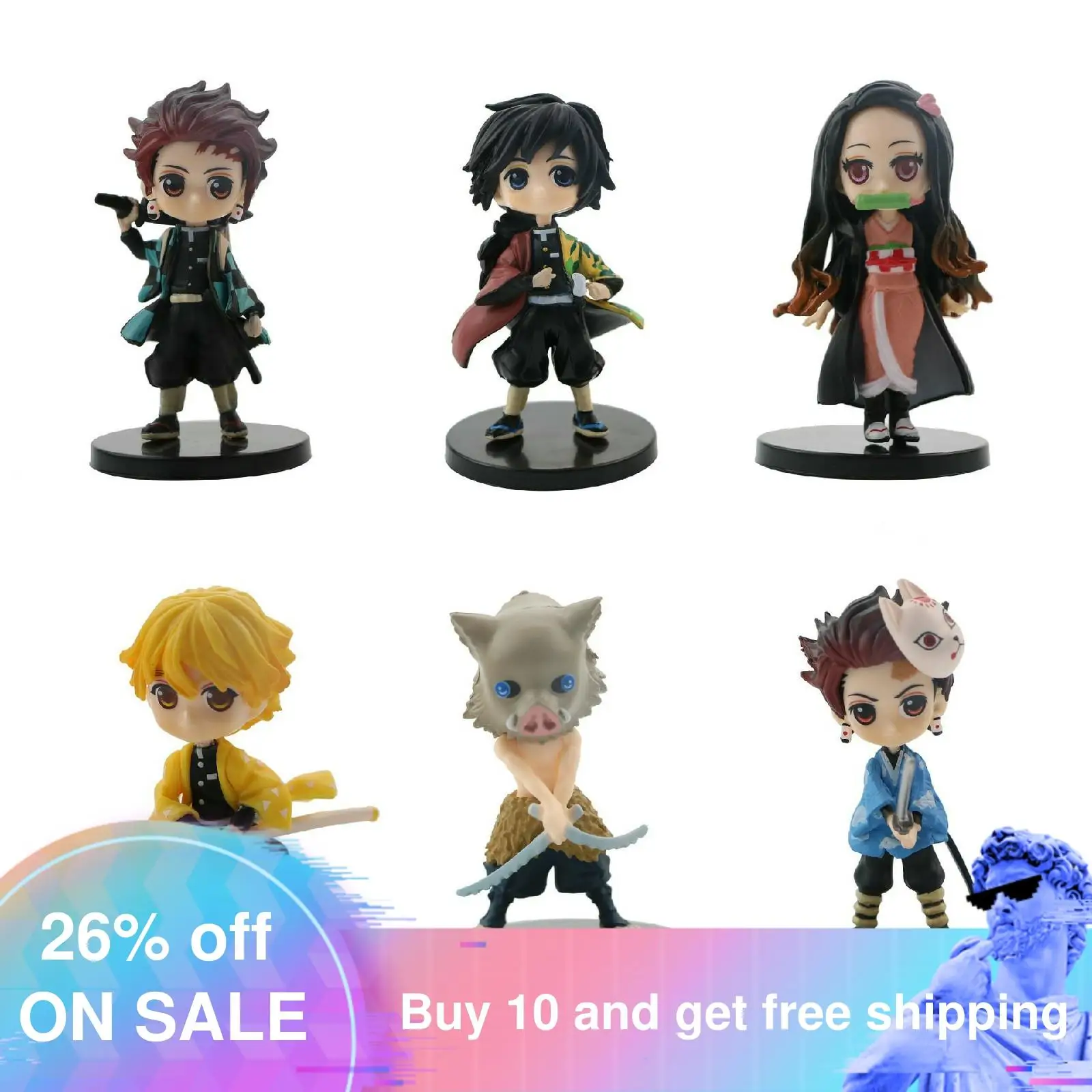 

6pcs/set Q.ver Japanese Demon PVC Action Figure Anime Slayer Figurine Toys PVC Figure Model Collection Doll Toys