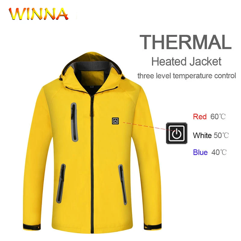 Унисекс, зимние спортивные куртки с электрическим подогревом, зимняя теплая куртка с капюшоном, ветрозащитная, водонепроницаемая, походная, для кемпинга, с подогревом, флисовая верхняя одежда