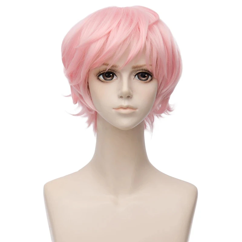 Synthetic Hair Straight Layered Haircut   Short  Men Pink Cosplay Wig