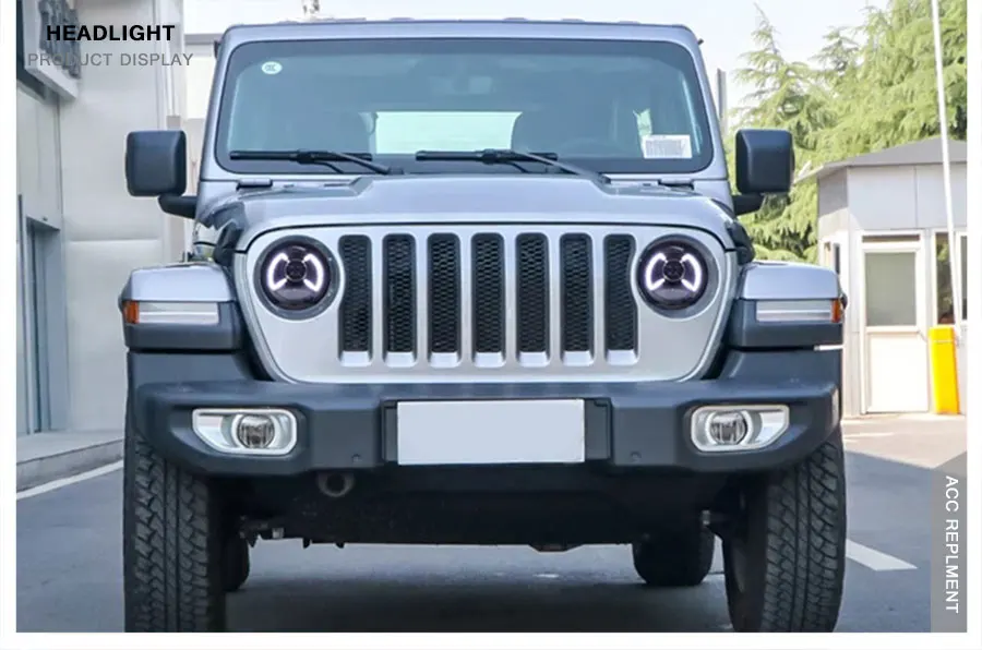 2Pcs LED Headlights For Jeep Wrangler- led car lights Angel eyes xenon HID KIT Fog lights LED Daytime Running Lights