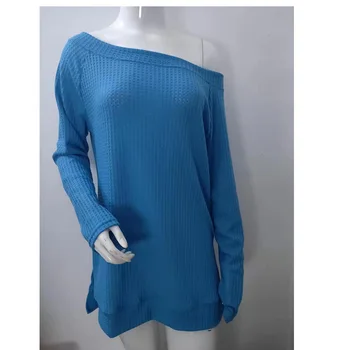 

2019 Spring And Autumn And Winter Hot Selling AliExpress-off-Shoulder Long-Sleeve Knit Sweater Women's Base Shirt