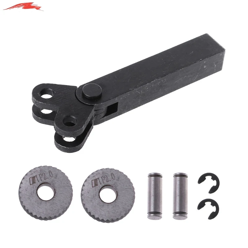 Steel Dual Wheel Knurling Tool Set with Diagonal Linear Knurl Wheel 0.5mm 1mm 2mm Pitch Linear Pitch Knurl Set Lathe Cutter 1set