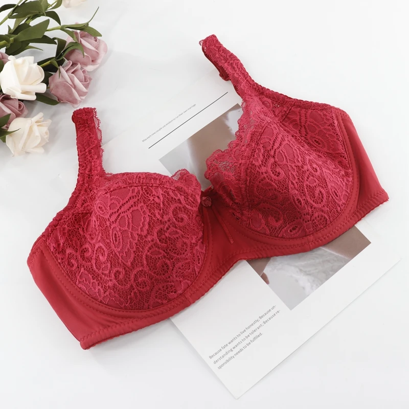 Beauwear, женские кружевные сексуальные бюстгальтеры без подкладки на косточках, неконвертируемые регулируемые бретели, бюстгальтер с пуш-ап застежкой сзади, нижнее белье - Цвет: Wine Red