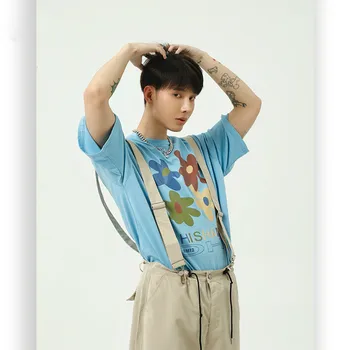 

Men Summer Fashion Casual Flower Print Short Sleeve T-shirt Male Female Unisex Streetwear Hip Hop Tees Shirts