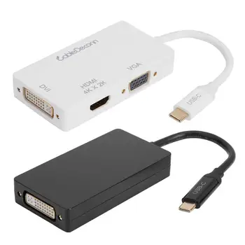

Cabledeconn F0309 3 in 1 Type-C to 4K HD HDMI/1080P VGA/DVI USB-C Adapter