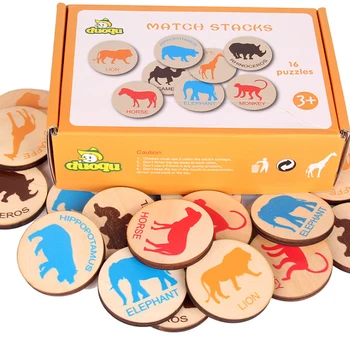 

16Pcs/set Kid Chess Funny Montessori Educational Wooden Toys for Children For Baby Teaching Learn English Game for Kids Gifts