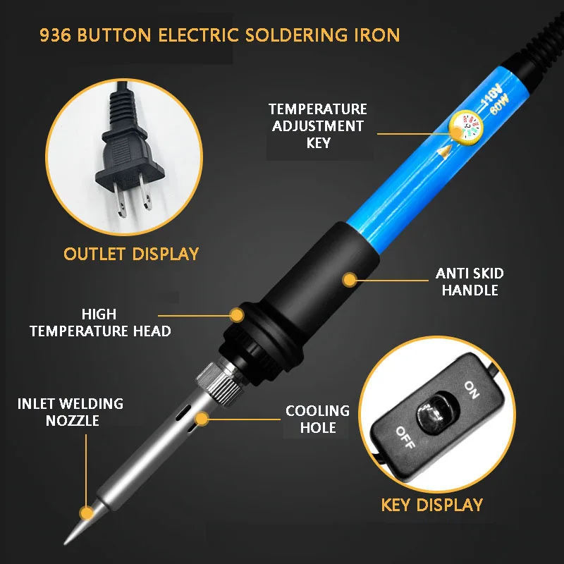 60W Adjustable Temperature Switch Electric Soldering Iron Digital Multimeter Electric Maintenance Welding Tool Set