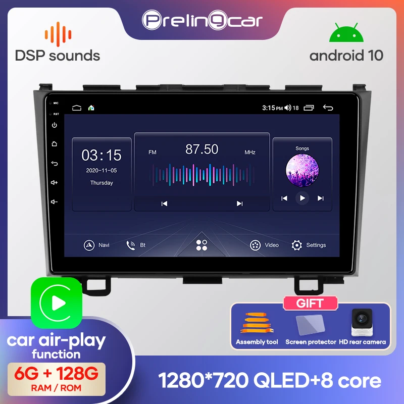 Prelingcar Android 10.0 NO DVD 2 Din Car Radio Multimedia Video Player Navigation GPS For Honda CRV CR-V 2006 07 08 09 10 11 12 |