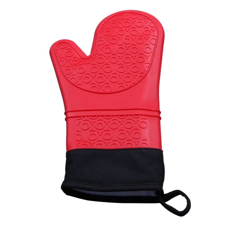 Silicone Oven Mitt Cooking Mitt with Extra Long Canvas Stitching Glove Heat Resistant Up To 482Fahrenheit