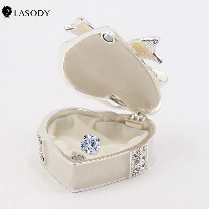 

Enamel Bowknot Silvering Jewelry Box Wedding Ring Trinket Box Velvet Engagement Earring Ring Pendant Jewelry Display Box Gift