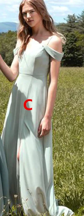 as picture style C Robe demoiseur D'Honneur Sage зеленые платья подружки невесты длинные шифоновое свадебное платье для гостей сексуальное платье с Боковым Разрезом - Цвет: as picture style C