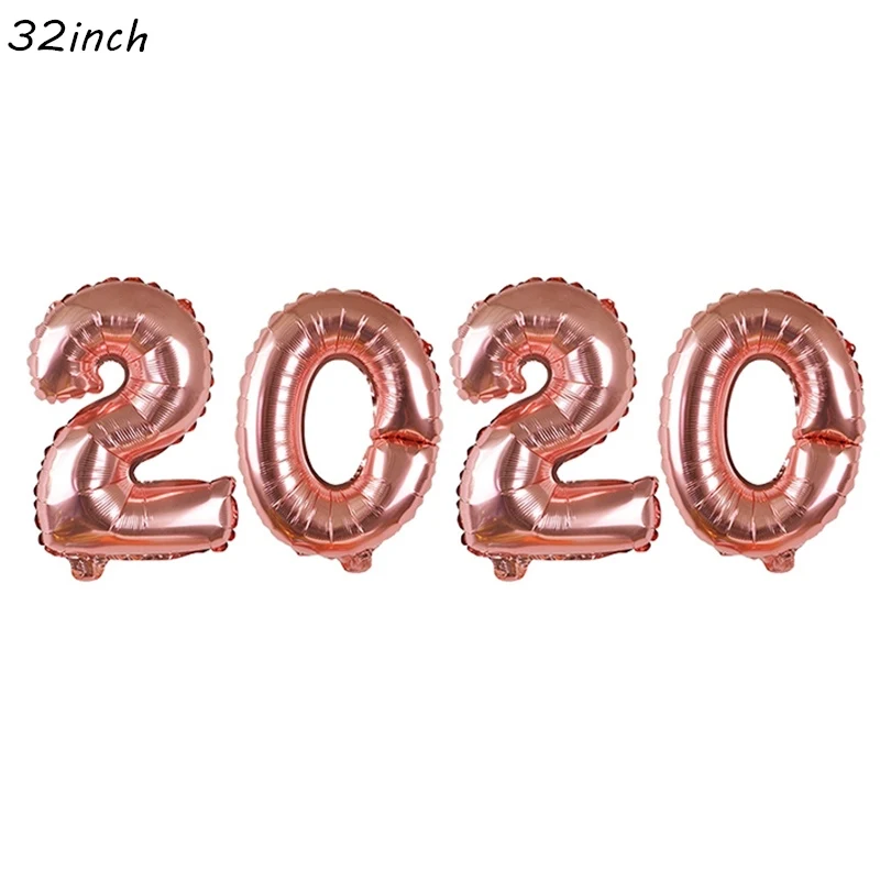 32inch 2020 Новогоднее украшение, набор посуды из черного золота с цифрами, воздушный шар для Navidad, Новогоднее украшение для рождественской вечеринки, домашний декор - Цвет: 32inch 2020