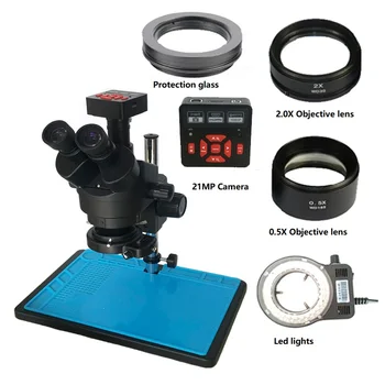 

Big size base stand 3.5X-90X Trinocular Stereo Microscope Binocular Continuous Zoom 21MP HDMI USB Industrial Video Camera Mat