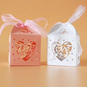 

DABONAS 50pcs/lot Love letter Candy Package Pearl Paper Cake Candy Gift Boxes Wedding & Engagement Supplies