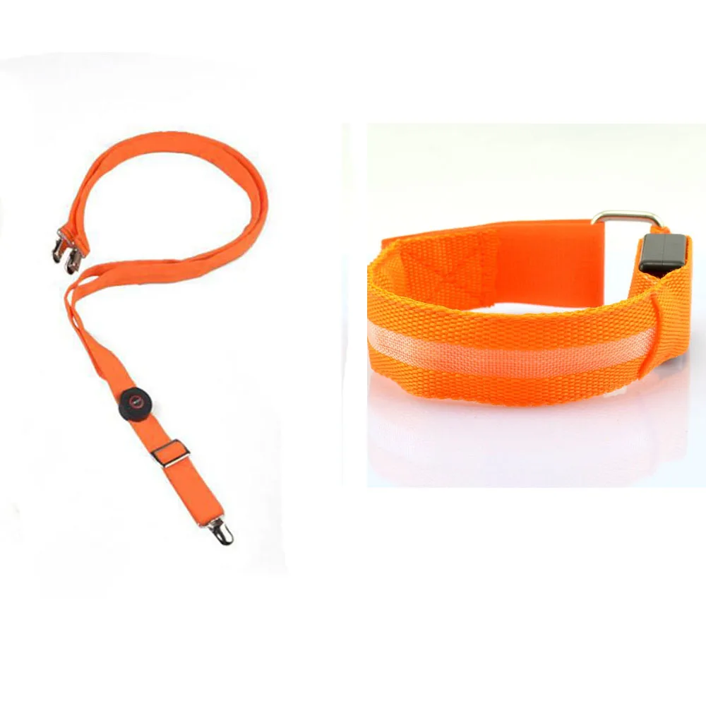 Регулируемый браслет, ремешок на руку, светящийся браслет, светодиодные подтяжки, мигающий светильник на подтяжках для активного отдыха, ночного велоспорта, бега, верховой езды - Цвет: orange  set