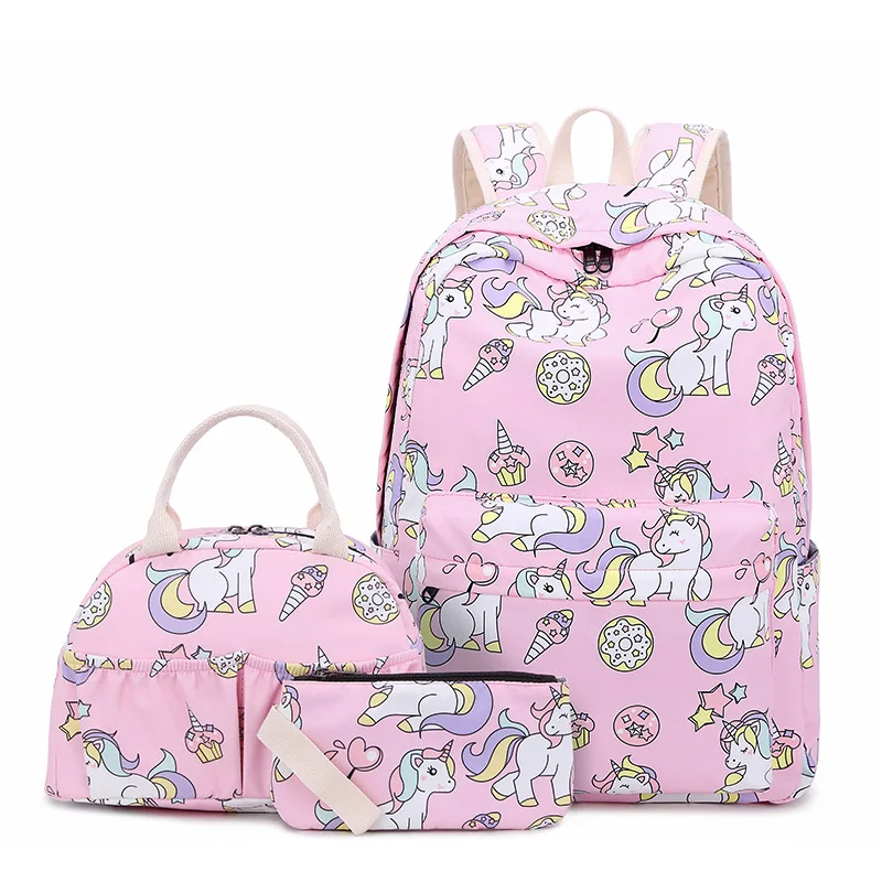 cheap Waterproof Children School Bags for Girls Unicorn school Backpacks Boys Printing Backpacks set Schoolbag kids mochila infantil