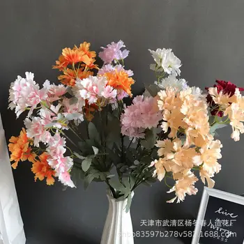 

New European-Style 6 Head Small Snow Artificial Flower Wedding Floral High-End Wedding Road Lead Flower Decoration