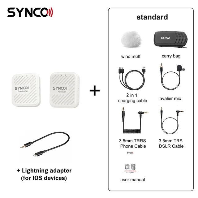 SYNCO G1 G1A1 G1A2 Digital Wireless Lavalier Microphone System Interview Lapel Mic Receiver Kit for Smartphone Laptop DSLR Table 