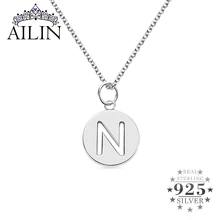 AILIN Personalized Hollow Disc Initial Letter Necklace Women Silver 925 Custom A-Z Alphabet Pendant Necklaces Jewelry Gifts