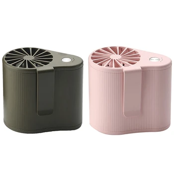 

2pcs Mini Fan USB Powered Fan Low Noise Hanging Waist Fan Easy to Carry - Army Green & pink