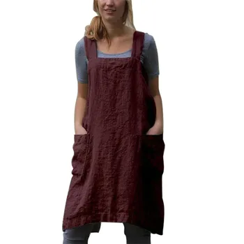 

Kitchen Aprons for Women Men Cotton Linen Japan Style Solid Bandage Household Cleaning Tool Kitchen Cooking Aprons Plus Size