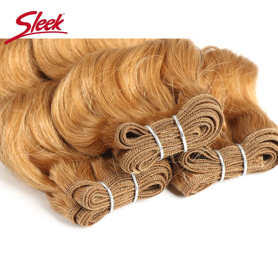 3Pcs/Lot Sleek Hair Brazilian Nature Body Wave Human Hair Double Drawn Piano Color 4/27# 27# Burg# Bundles Extension