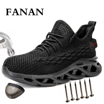 

FANAN New Safety Shoes Steel Toe Men, Fashion Anti-smashing Men's Work Shoes, Black Breathable Comfortable Sports Shoes
