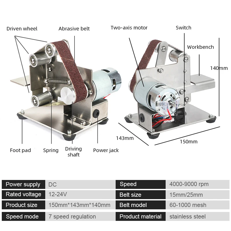 110V/220V DIY Polishing Grinding Machine Cutter Edges Sharpener Multifunctional Grinder Mini Electric Belt Sander