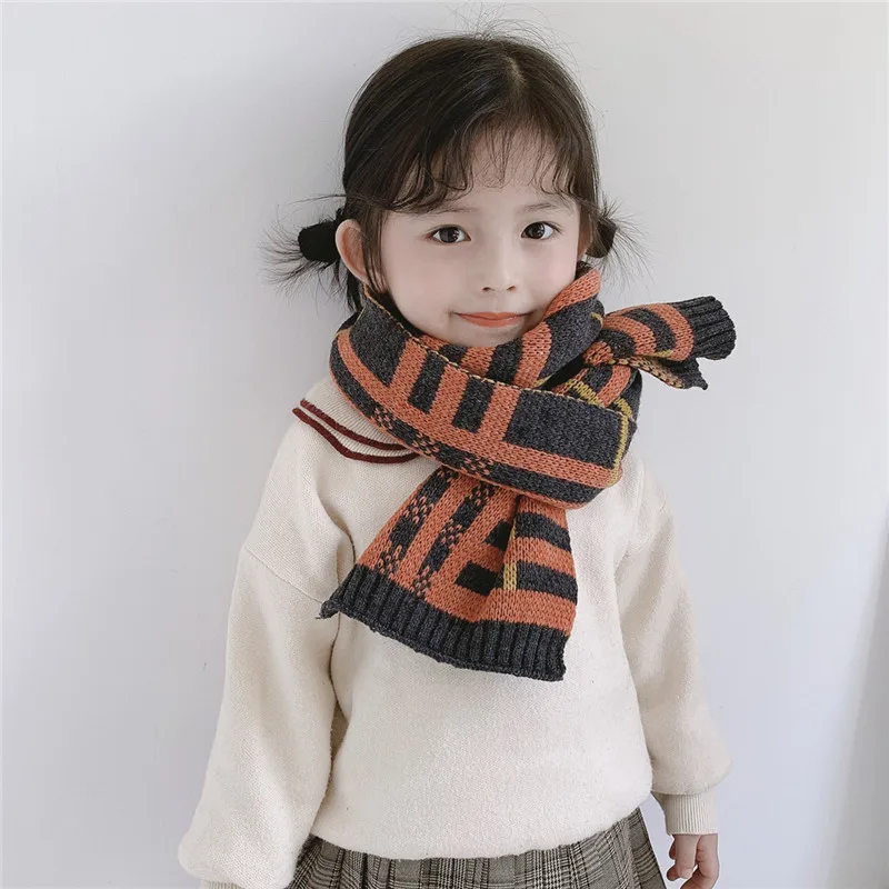 Jeseca New Autumn Winter Thick Warm Scarves Kids Fashion Cotton Knitted Shawls and Wraps Boys Girls Cute Long Scarves Wraps