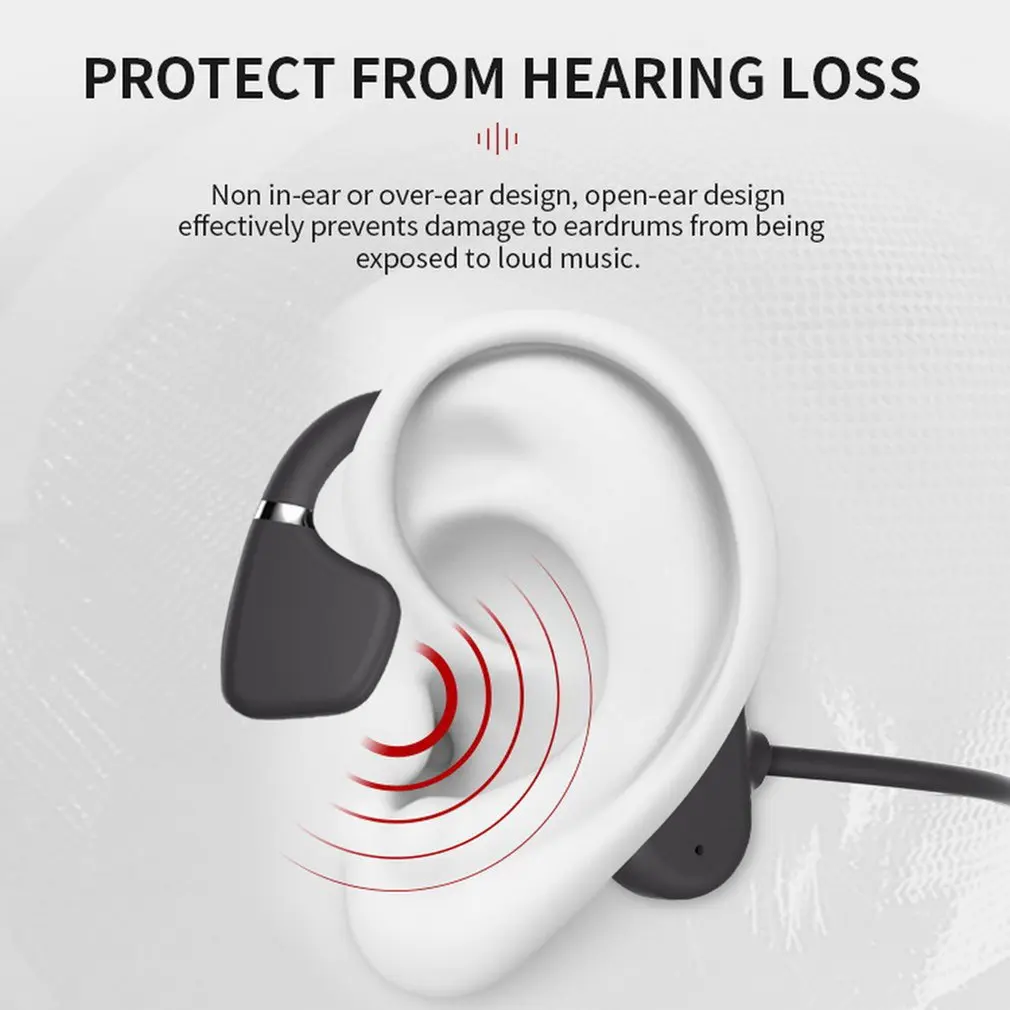 2020 new AS4 Air Bone Conduction Headset Bluetooth 5 0 Ear Hook Headphones w Mic for Handsfree Calling IPX5 Waterproof Earphones