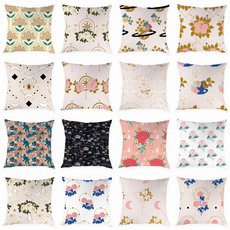 

Watercolor Painting Flower Pattern Cushion Cover Decoration Car Pillowcase Tree Peach Skin House Home Decoration 45x45cm