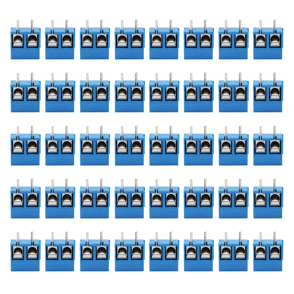40pcs Blue High Quality 2-Pin Screw Terminal Block Connector 5.08mm Pitch Panel PCB Mount DIY | Обустройство дома