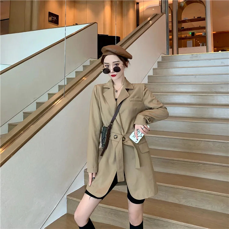 

Photo Shoot Korean Style Casual Mid-length Online Celebrity Suit Jacket Women's 2019 New Style Autumn Versatile Loose-Fit Blazer