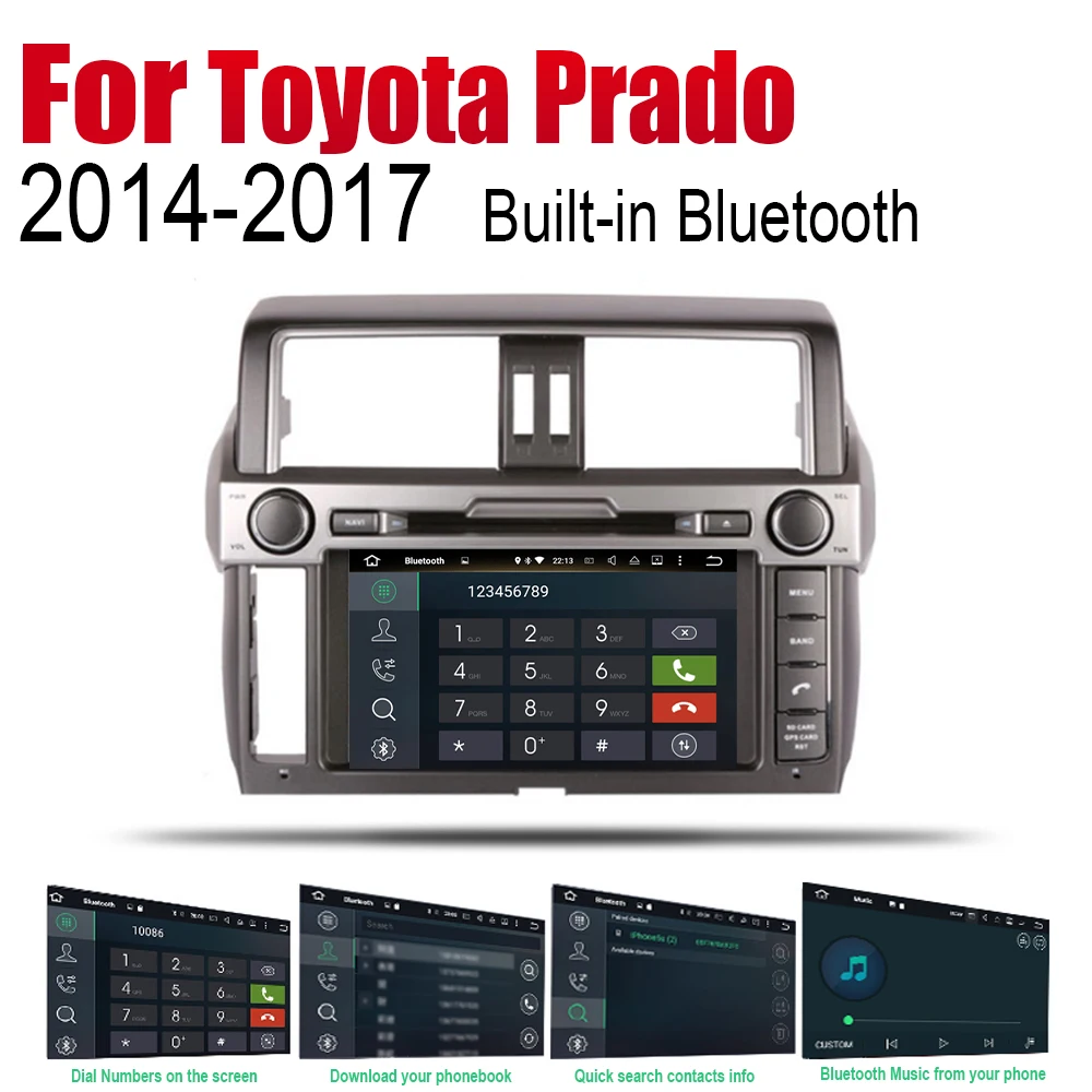 Автомагнитола для Toyota Land Cruiser Prado 150 2DIN стерео GPS навигация Wi Fi 2014 2015 2016 2017