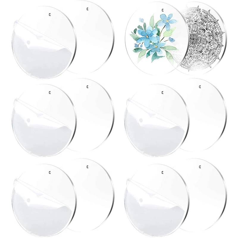 

100 Pieces 2 Inch Clear Acrylic Keychains Blanks with Hole,Durable Acrylic Disc Perfect for DIY Crafts(1/8 Inch Thick)