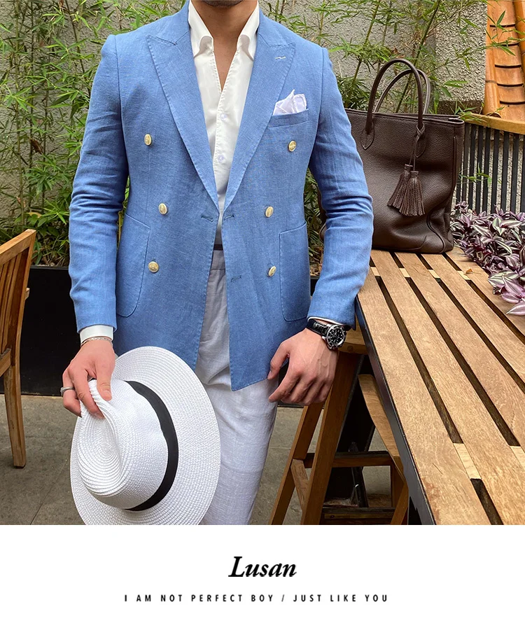 Blazer masculino estilo britânico, jaqueta slim, moda