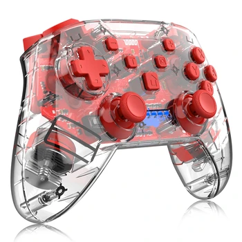 

Wireless Gamepad Controller For Nintendo Switch Console Joypad Remote Joystick With Shock Vibration Clear Transparent Red